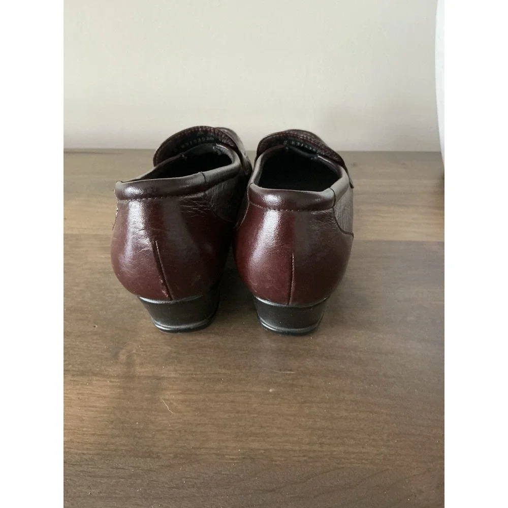 SAS Shoes Womens Easier Low Wedge Slip On Loafers Brown Leather Casual‎ 8.5 Slim